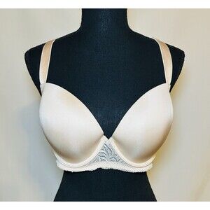 Paramour Beige Underwire Plunge Lace Racerback Bra 34DD‎
